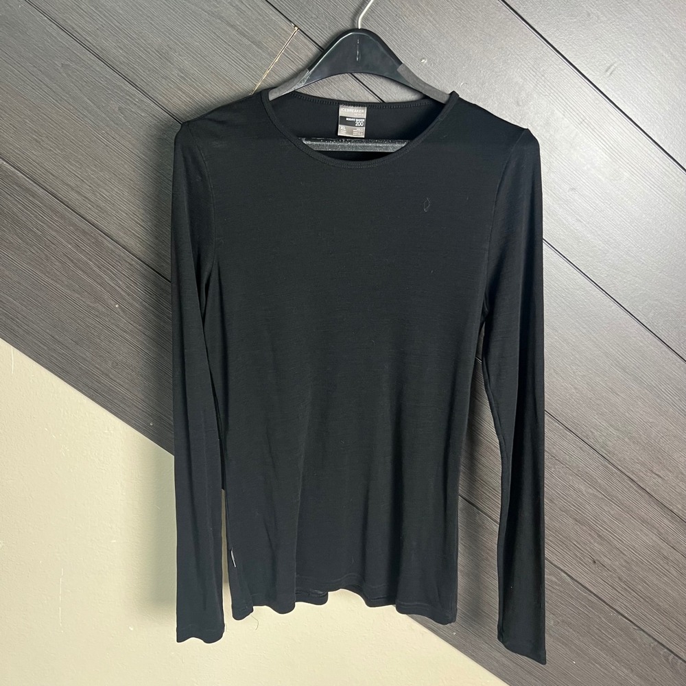 Icebreaker 200 Merino Wool Base Layer Shirt Black XL Long Sleeve Outdoor